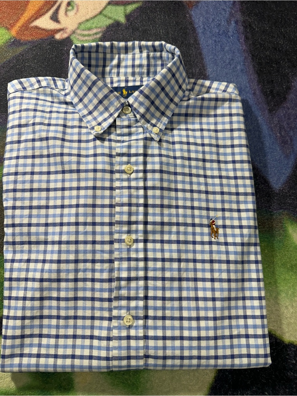Ralph Lauren Light Blue and Navy Gingham Button-Down Shirt